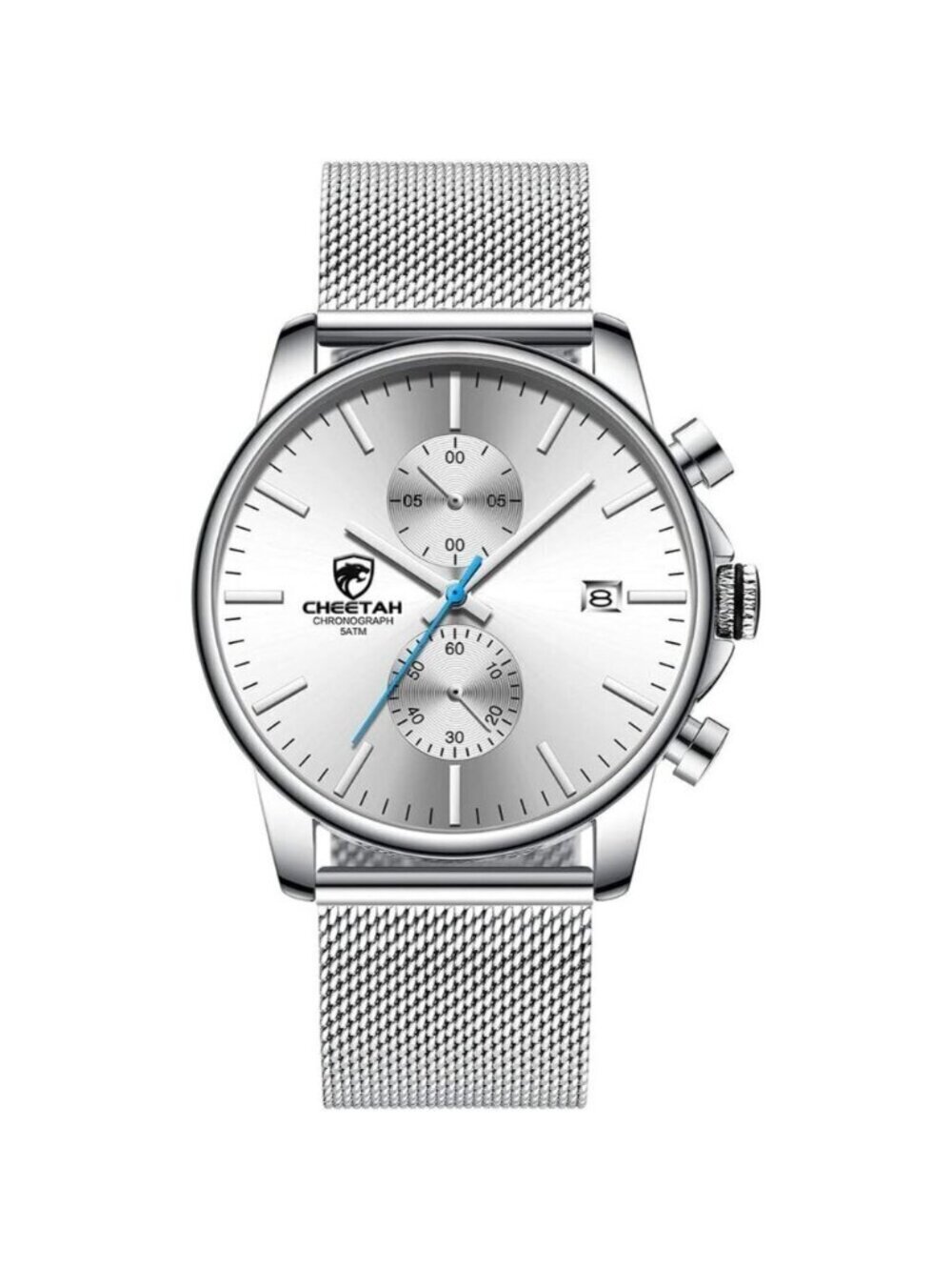 ⚡Mesh Silver White Men’s Watch Fashion Sport Quartz Analog Mesh Stainless Steel